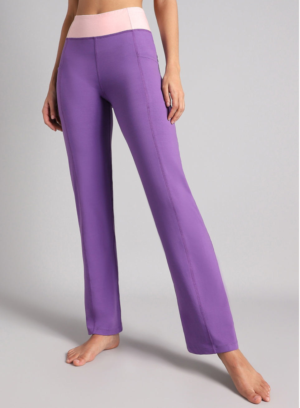 Women's Purple Yoga Straight Fit Trackpants