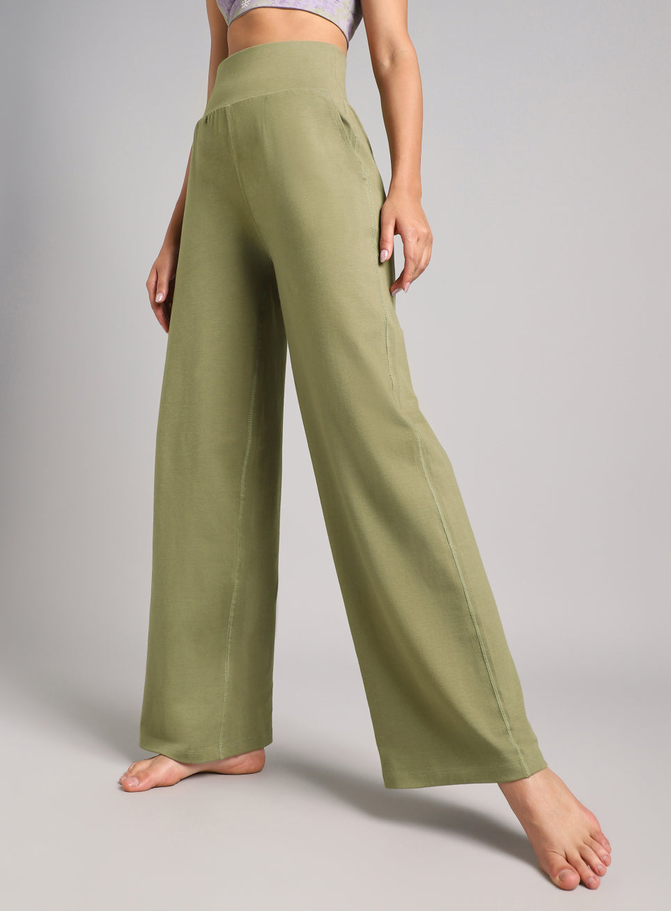 Women's Olive Flow Form Yoga Straight Pants