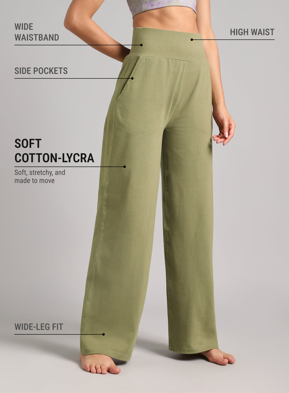 Women's Olive Flow Form Yoga Straight Pants