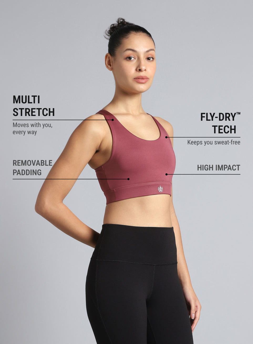Women's Pink Yoga Flow High Support Bra