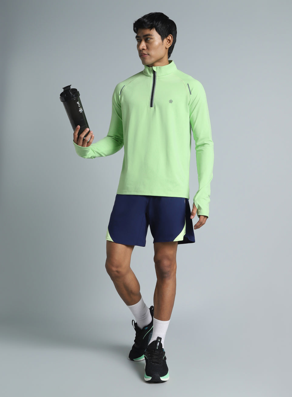 Men's Neon Green Night Runner's Half Placket Jacket