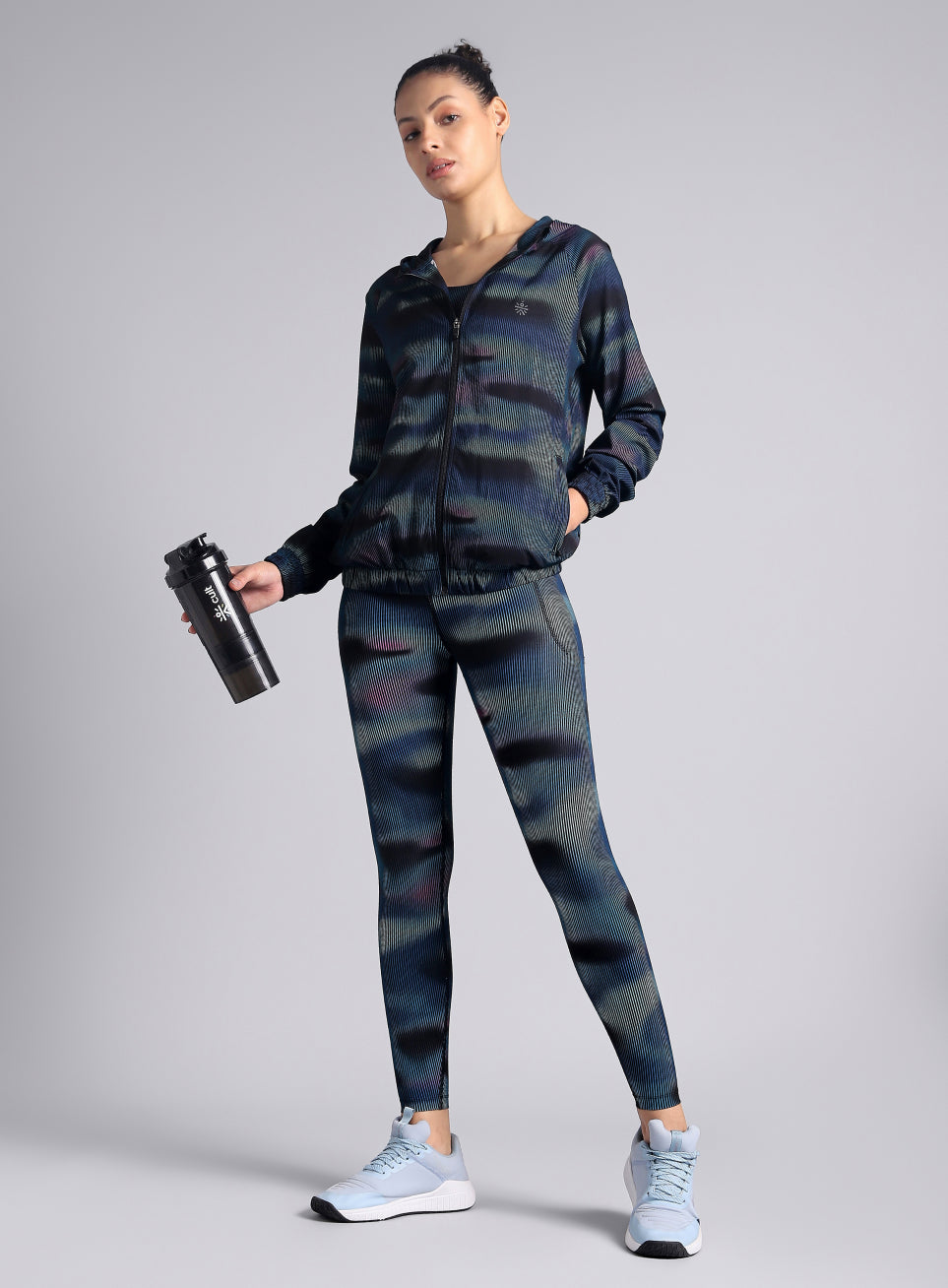 Women's Blue Energy Map All Over Print Lightweight Jacket