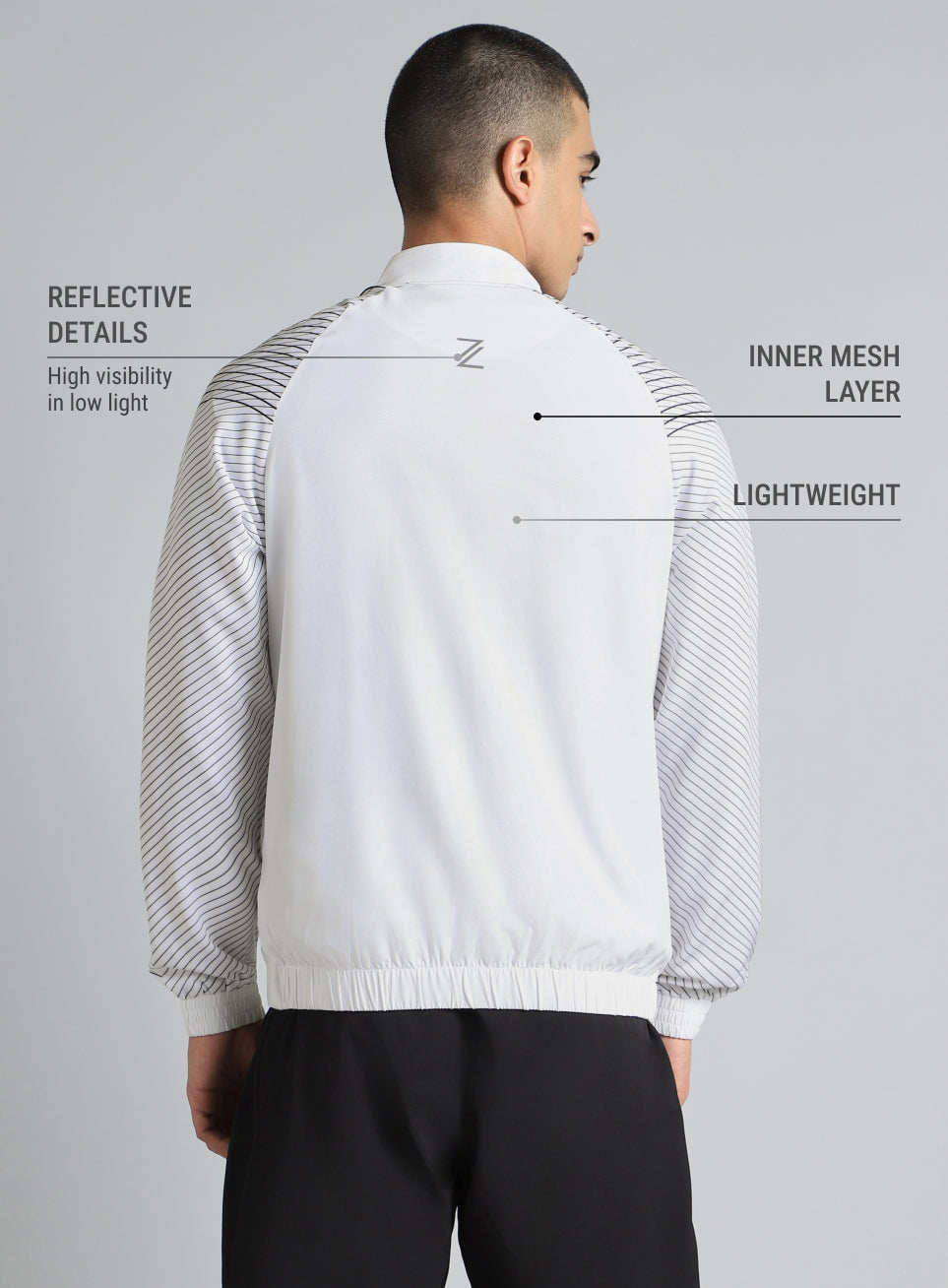 Men's White Energy Map Printed Lightweight Jacket
