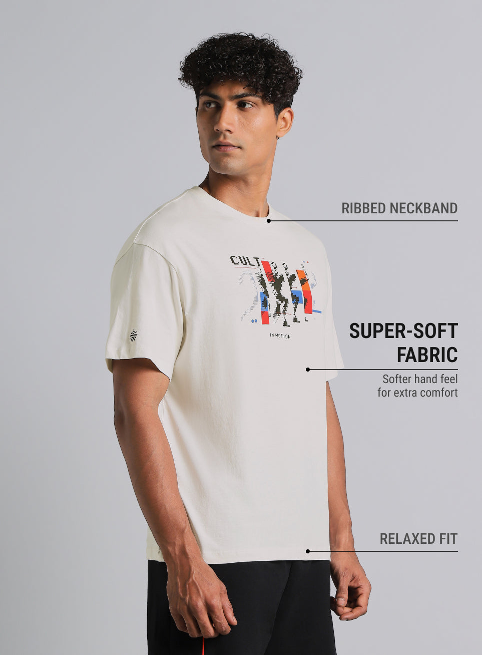 Cult Men's Off White in Motion Graphic Relaxed Fit T-shirt