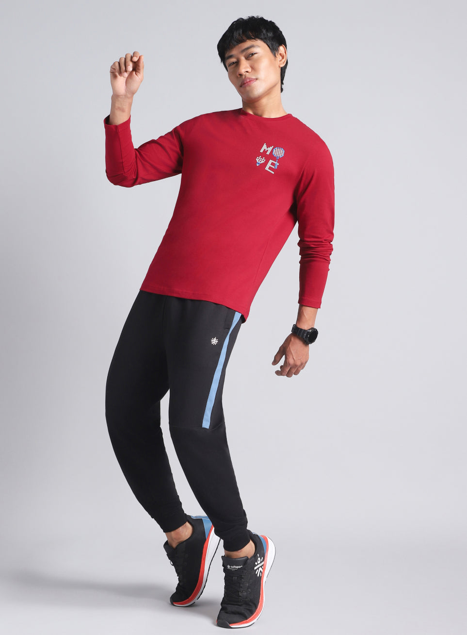 Men's Maroon Courtside Print Full Sleeve T-shirt