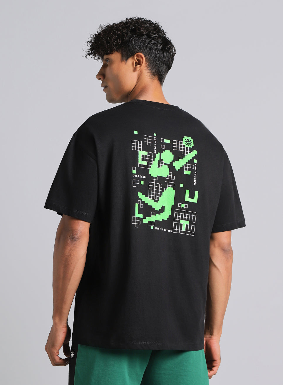 Men's Black Cult Power Play Oversized Fit T-shirt