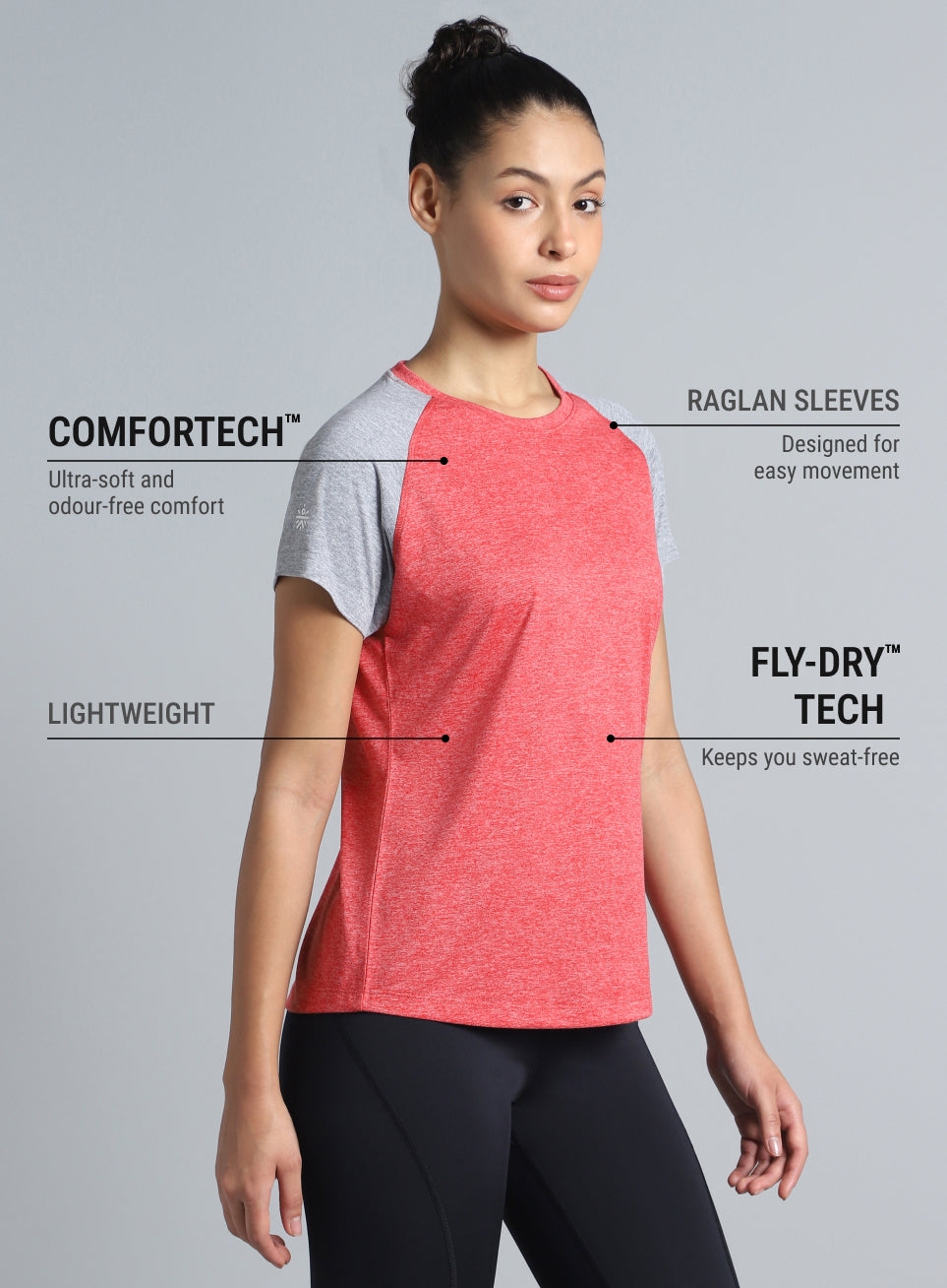 Women's Red Active COMFORtechColorblock T-shirt