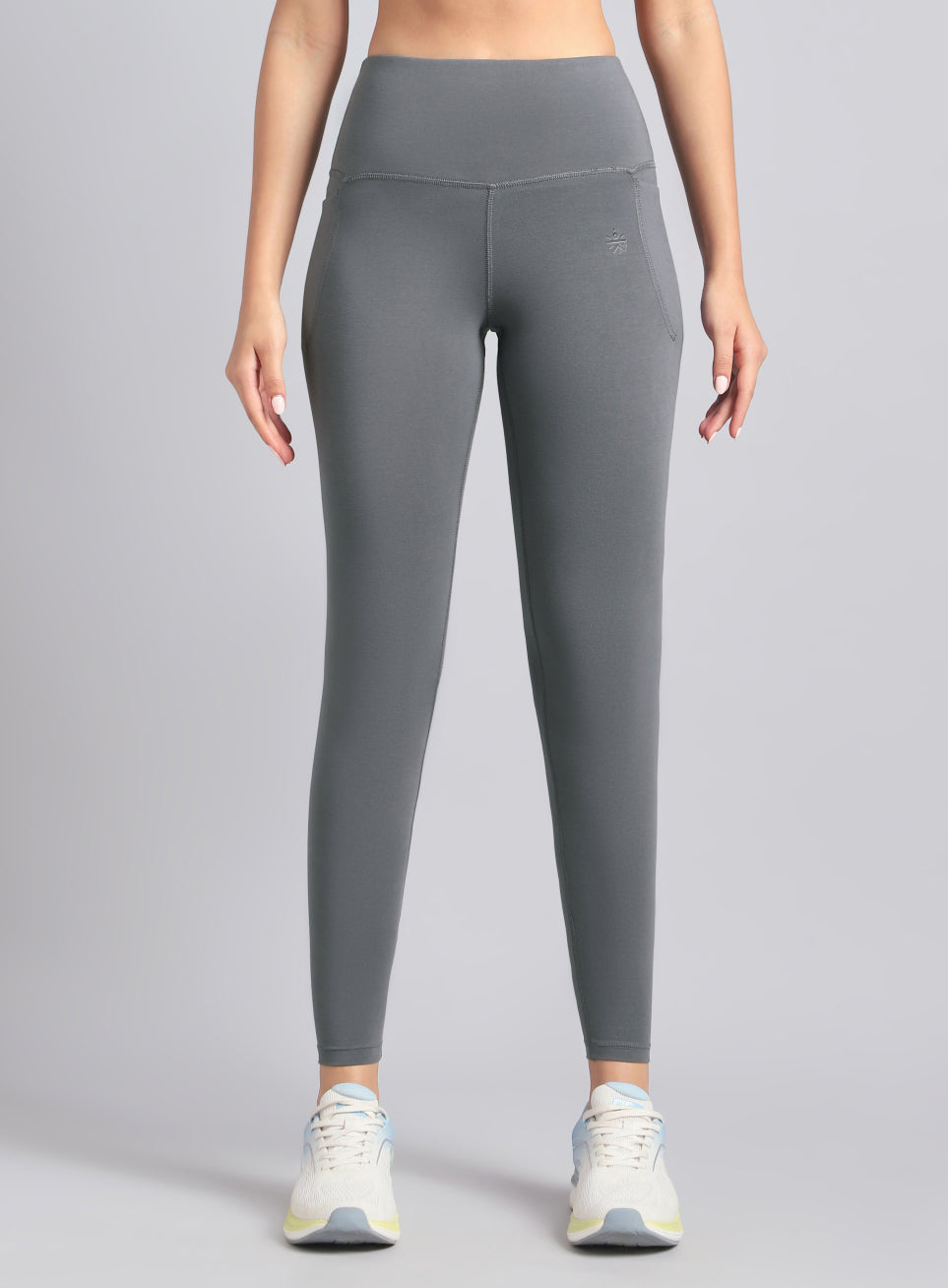 Women's Dark Grey Yoga Flow Cotton Graphic Tights