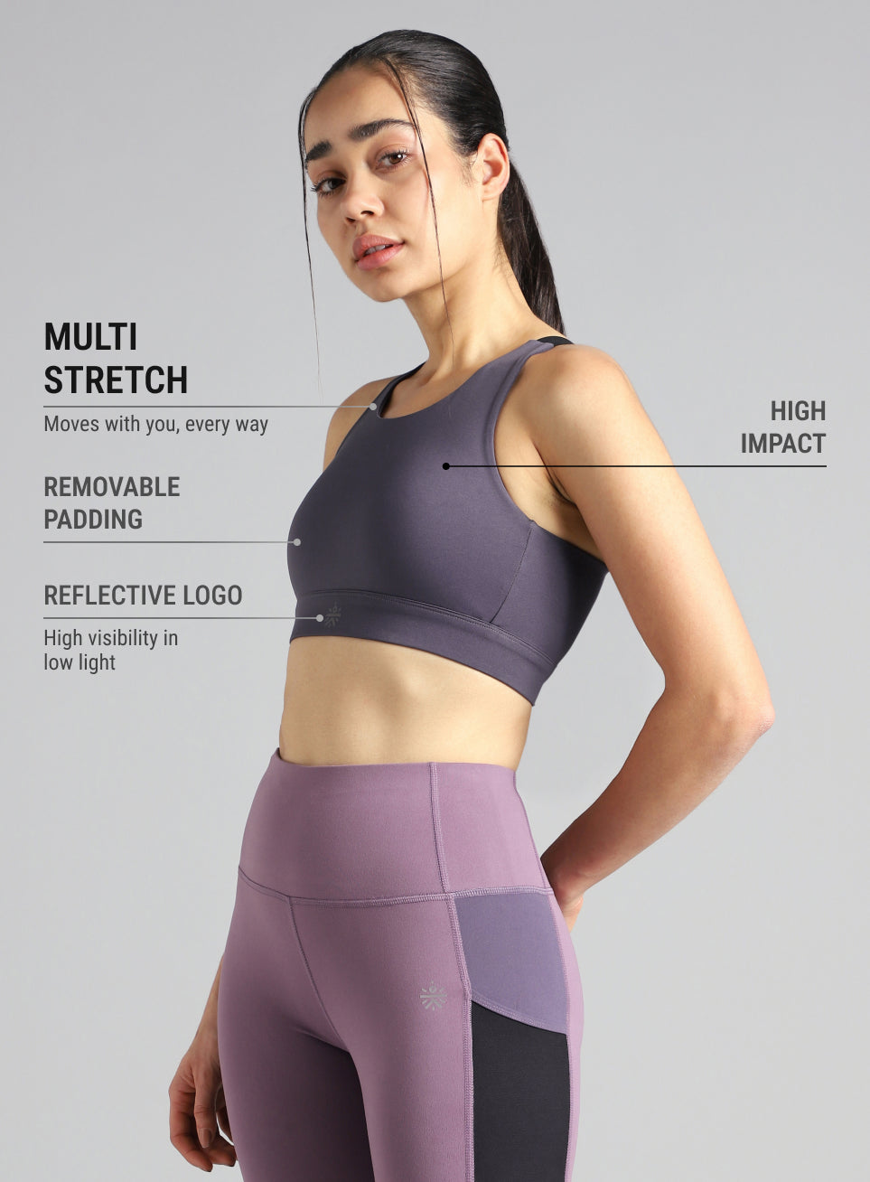 Women's Purple High Impact Running Bra