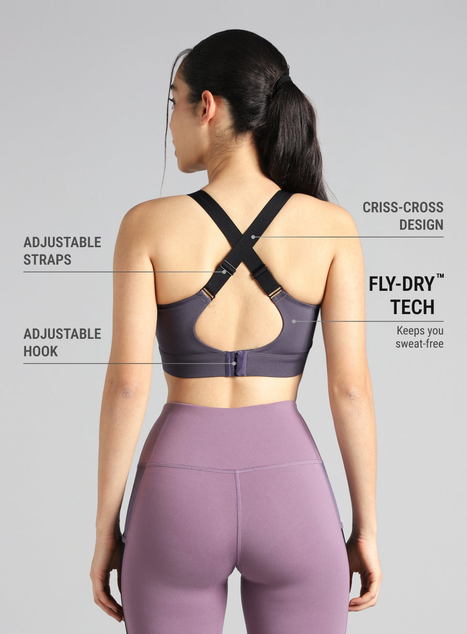 Women's Purple High Impact Running Bra