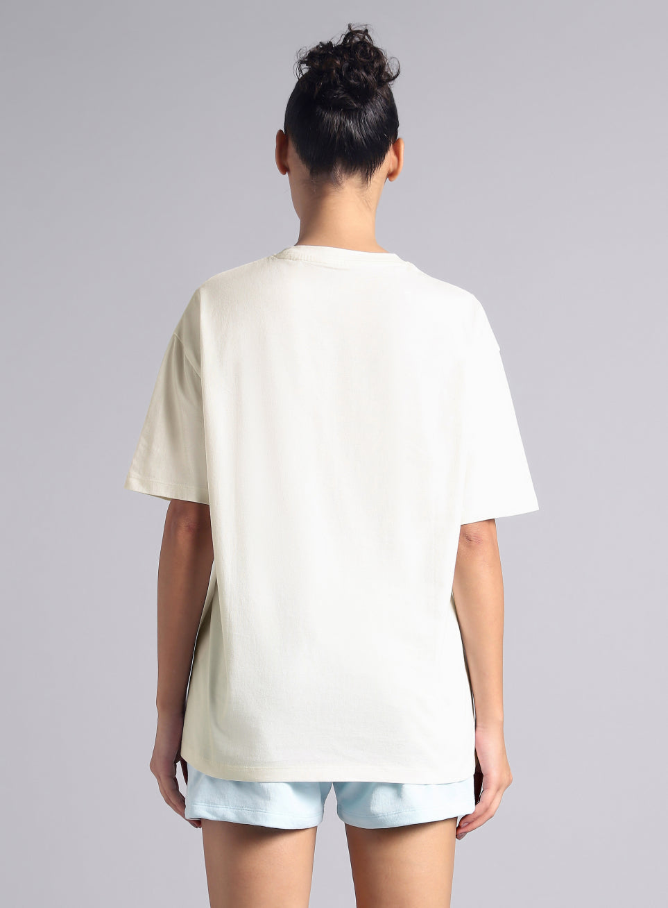 Women's Off White Sporty Graphic Oversized T-shirt