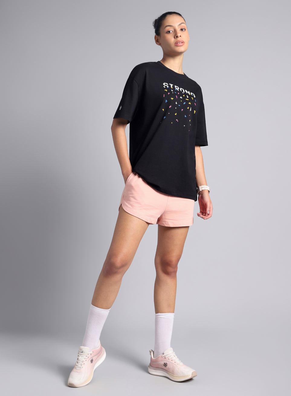 Women's Black Graphic Oversized T-shirt