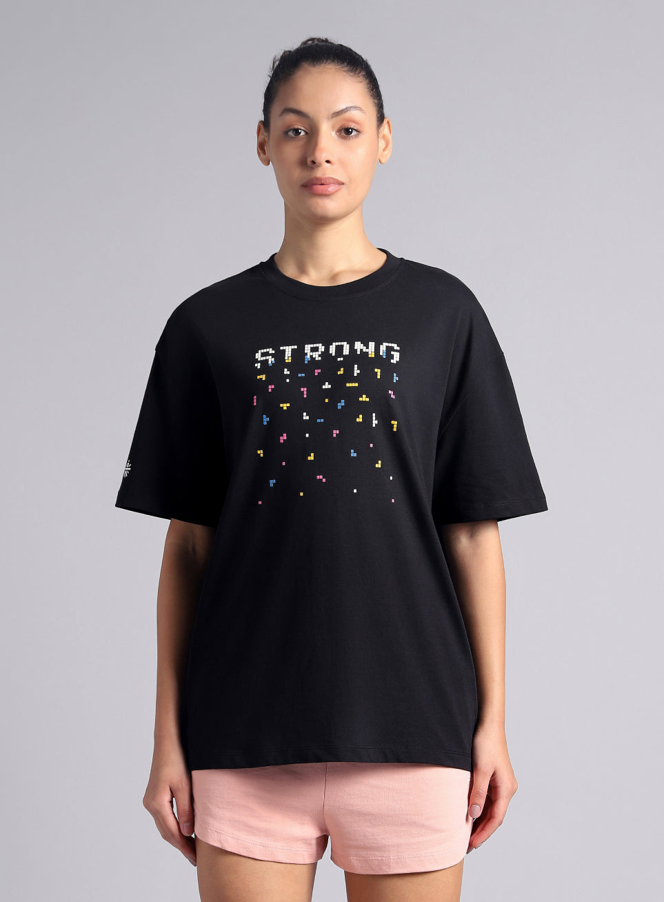 Women's Black Graphic Oversized T-shirt