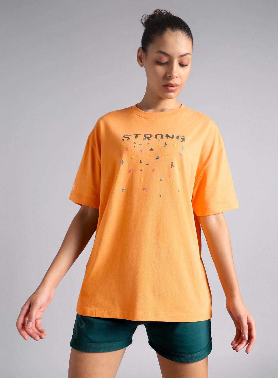 Women's Orange Graphic Oversized T-shirt