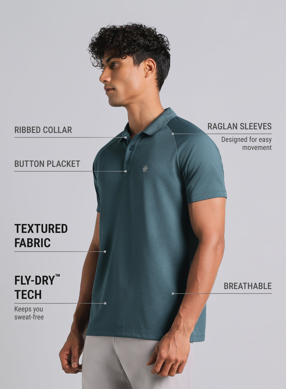 Men's Teal High Energy Performance Polo T-shirt