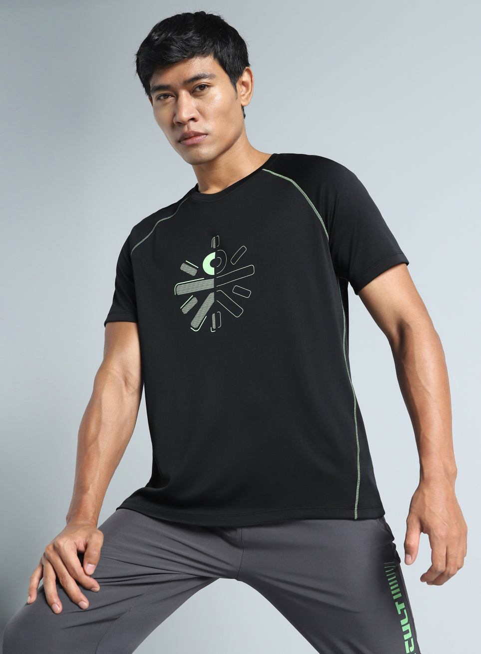 Men's Black Cult Branded Recycled Poly Performance T-shirt