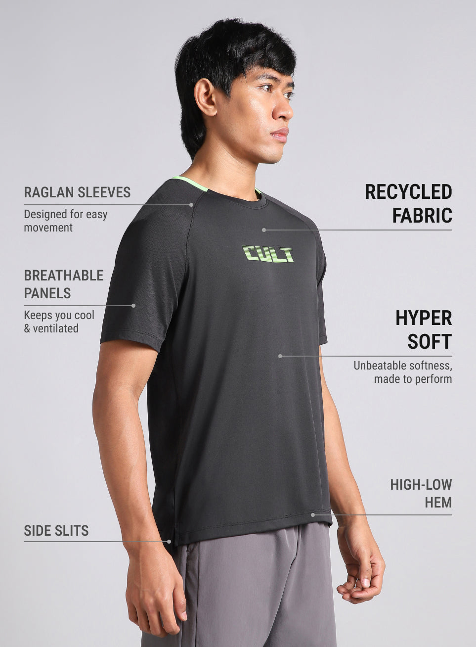 Men's Black HIIT Recycled Poly Performance T-shirt