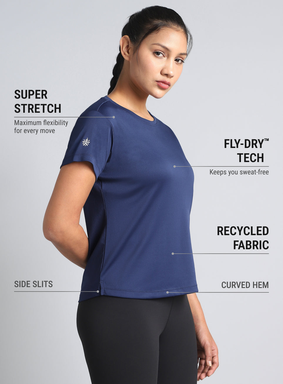Women's Navy Ultimate Performance Recycled Poly T-shirt