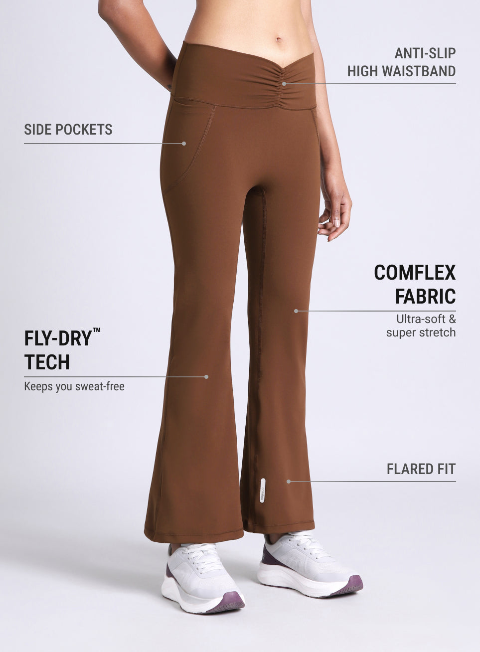 Women's Brown Flow Training COMFlex Flare Pants
