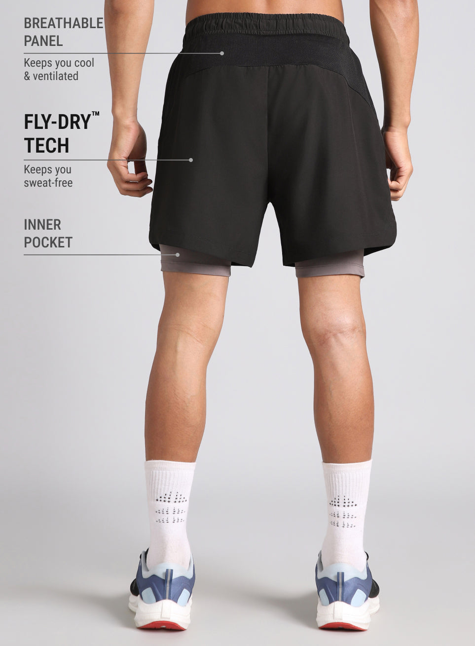 Men's Black 360 Degree Performance Shorts