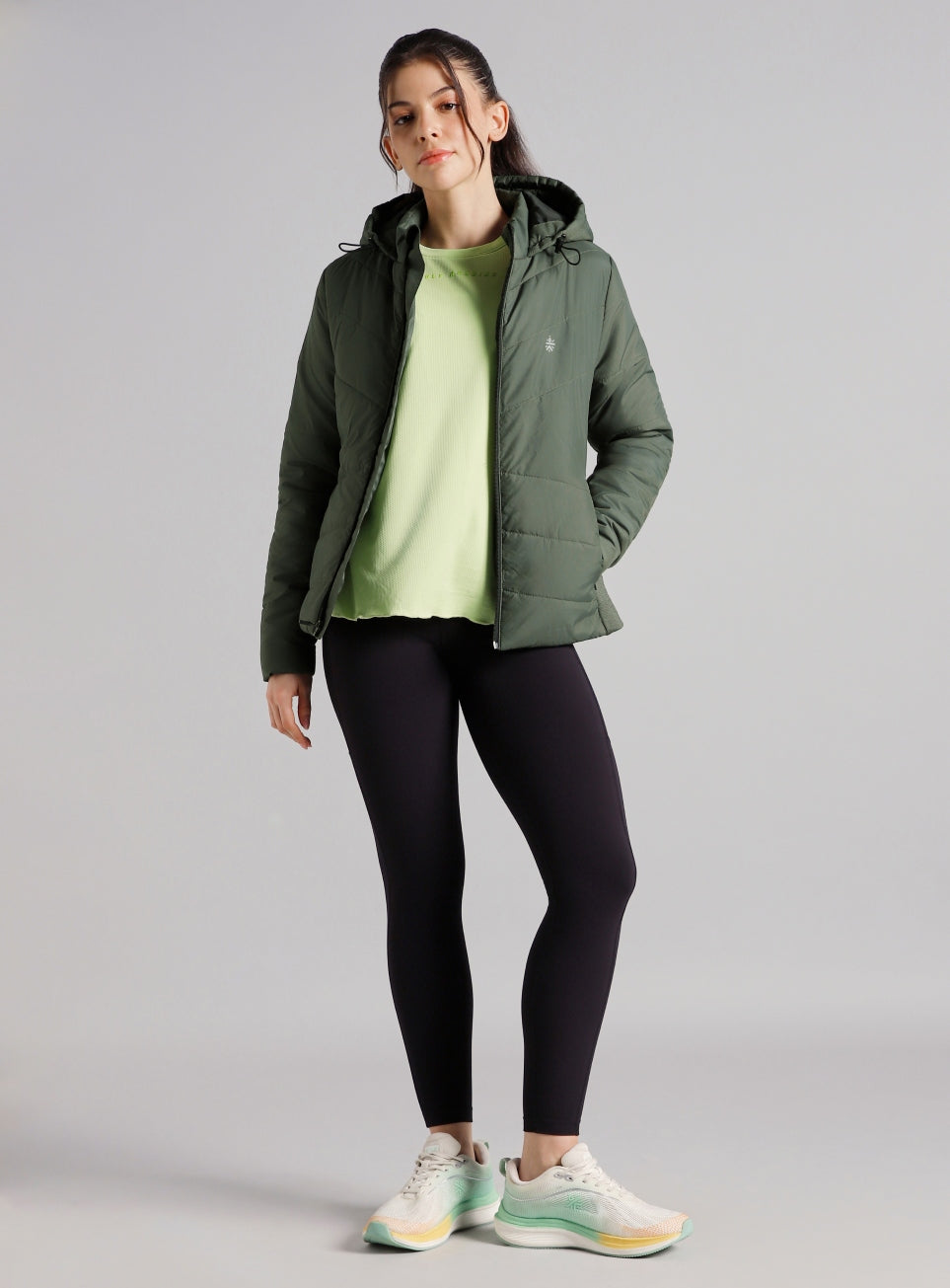 Women's Olive Puffer Jacket