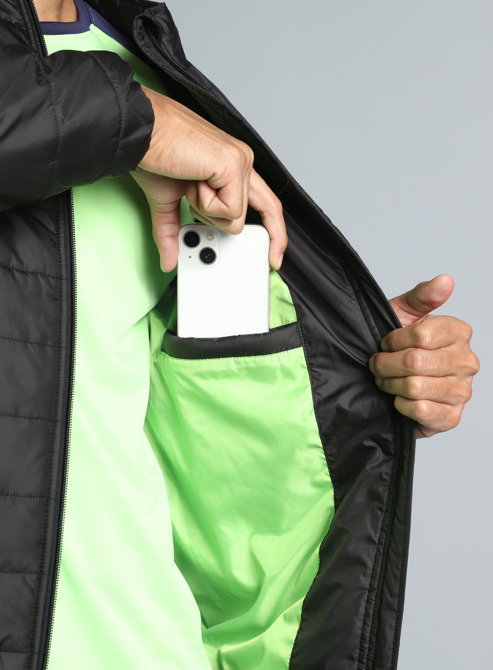 Men's Black Detachable Hoodie Puffer Jacket