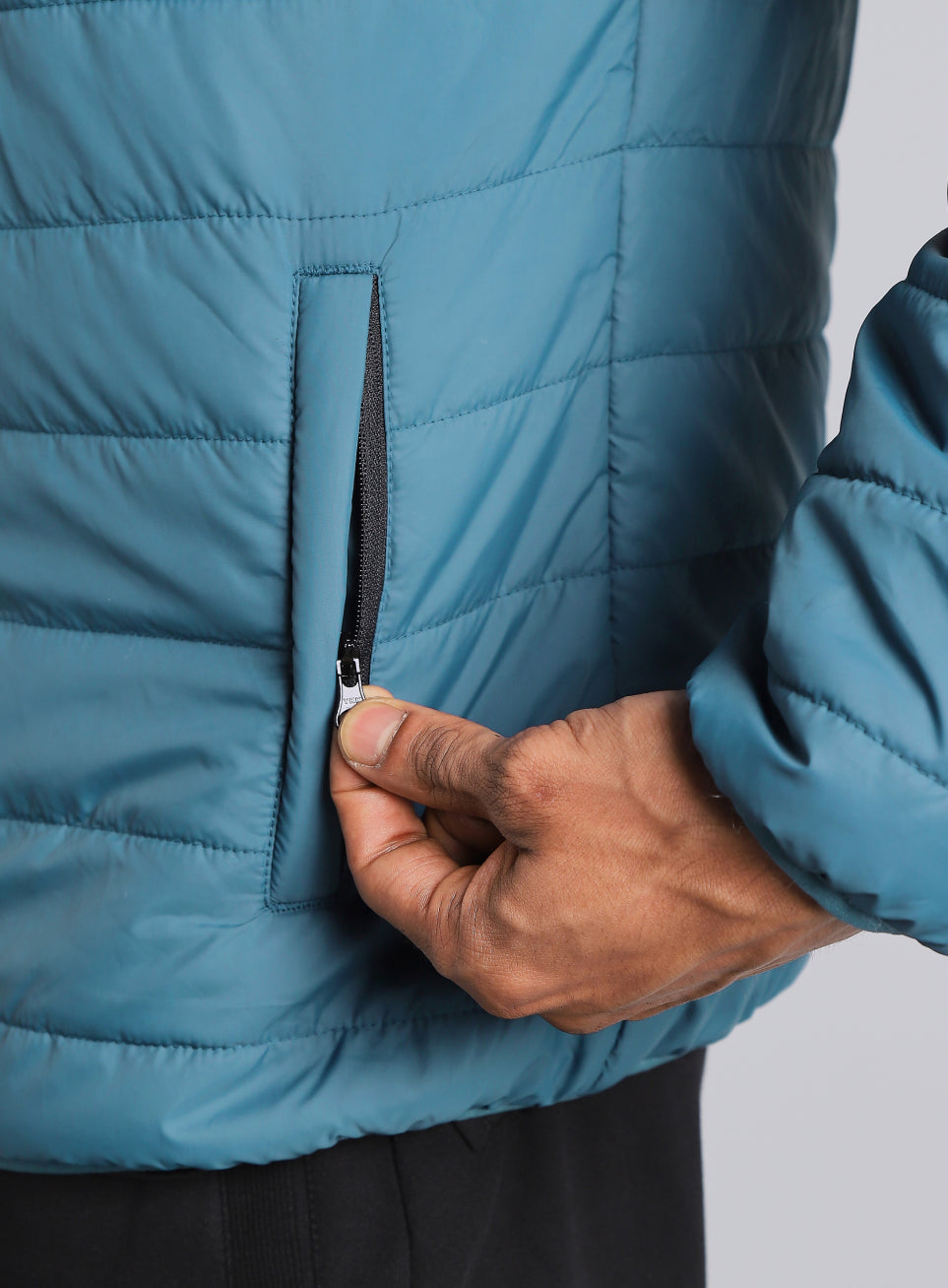 Men's Navy Detachable Hoodie Puffer Jacket