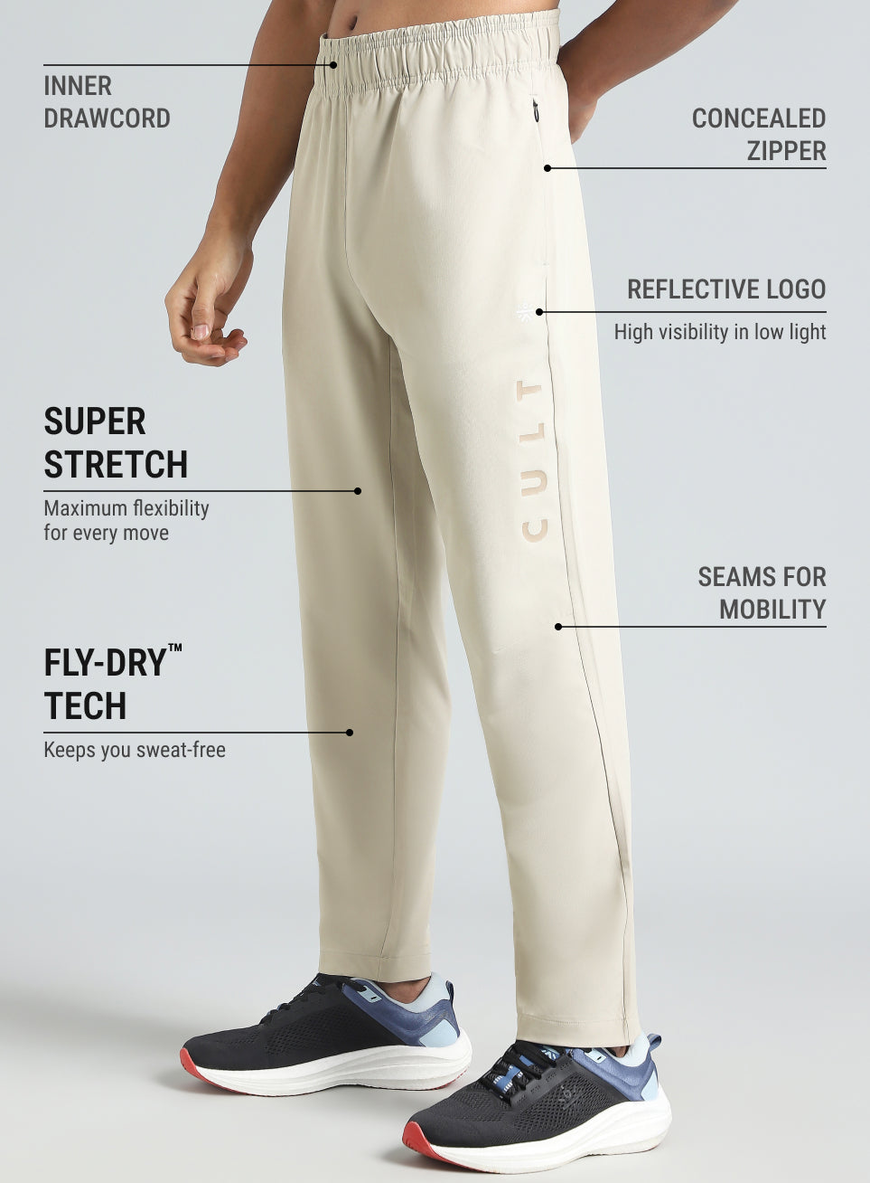 Men's L.Grey Pace Up Running Trackpants