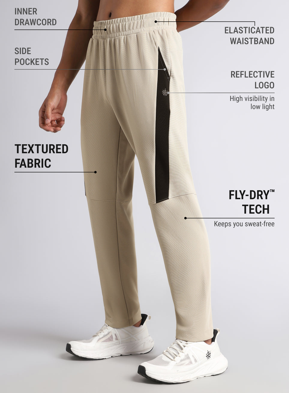 Men's Beige Runner Essential Trackpants