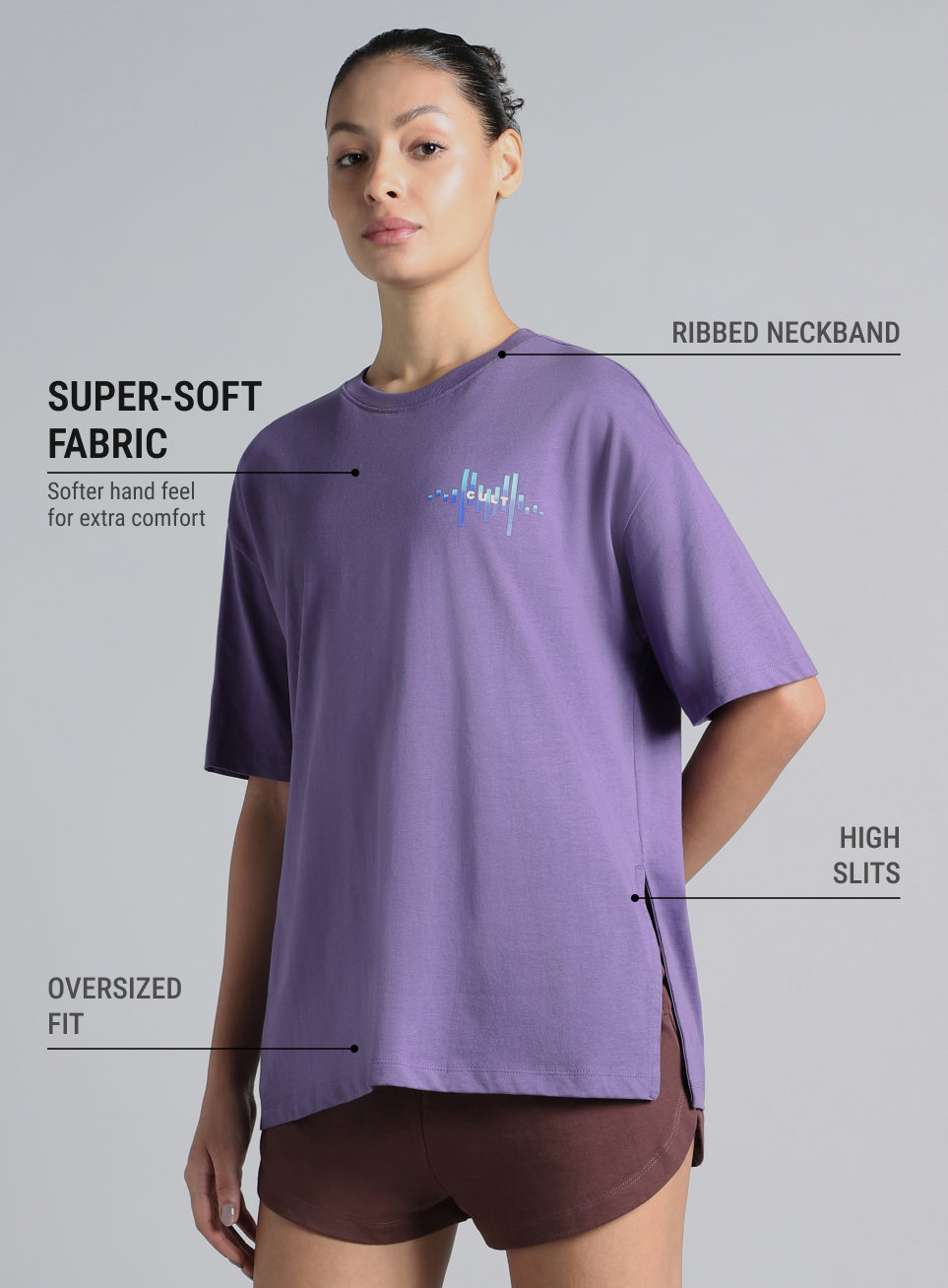 Women's Purple Feel the Beat Print T-shirt