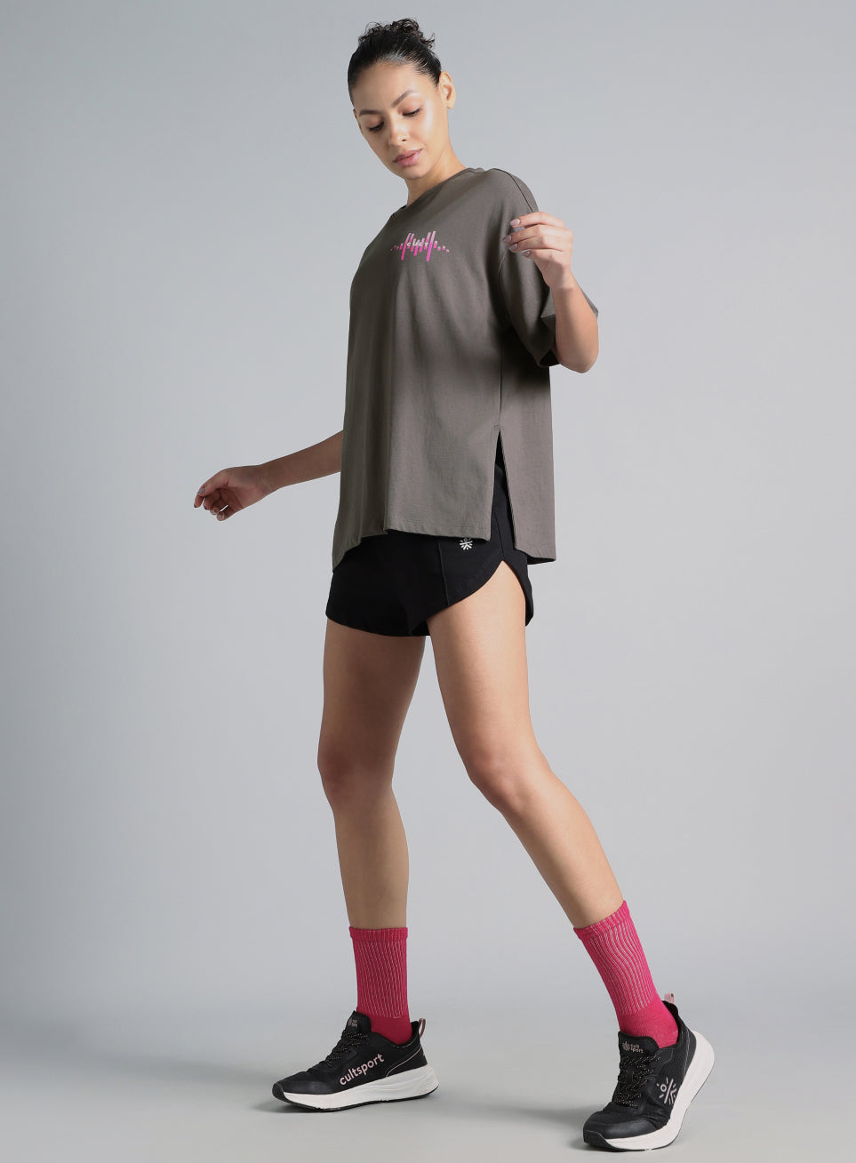 Women's Dark Grey Feel the Beat Print T-shirt