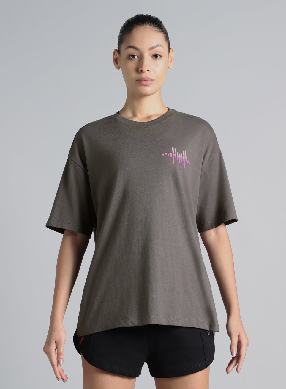 Women's Dark Grey Feel the Beat Print T-shirt
