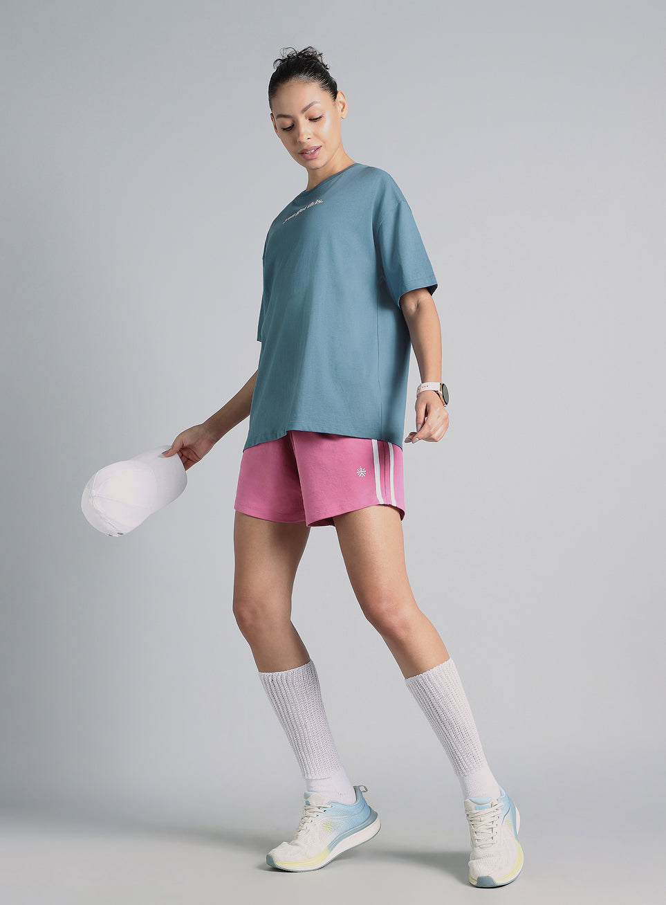 Women's Blue You Got This Puff Print Peach Oversized T-shirt