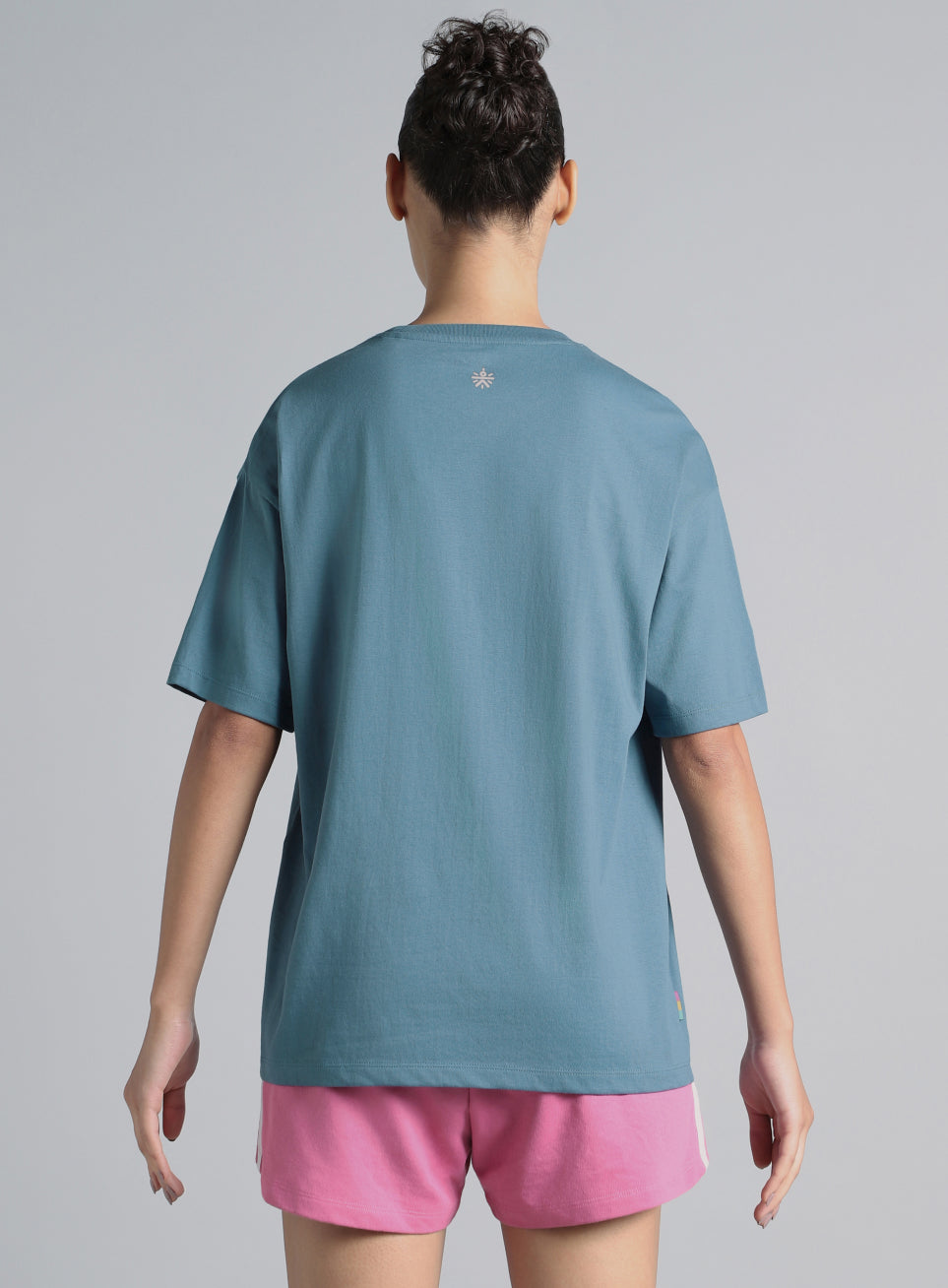 Women's Blue You Got This Puff Print Peach Oversized T-shirt