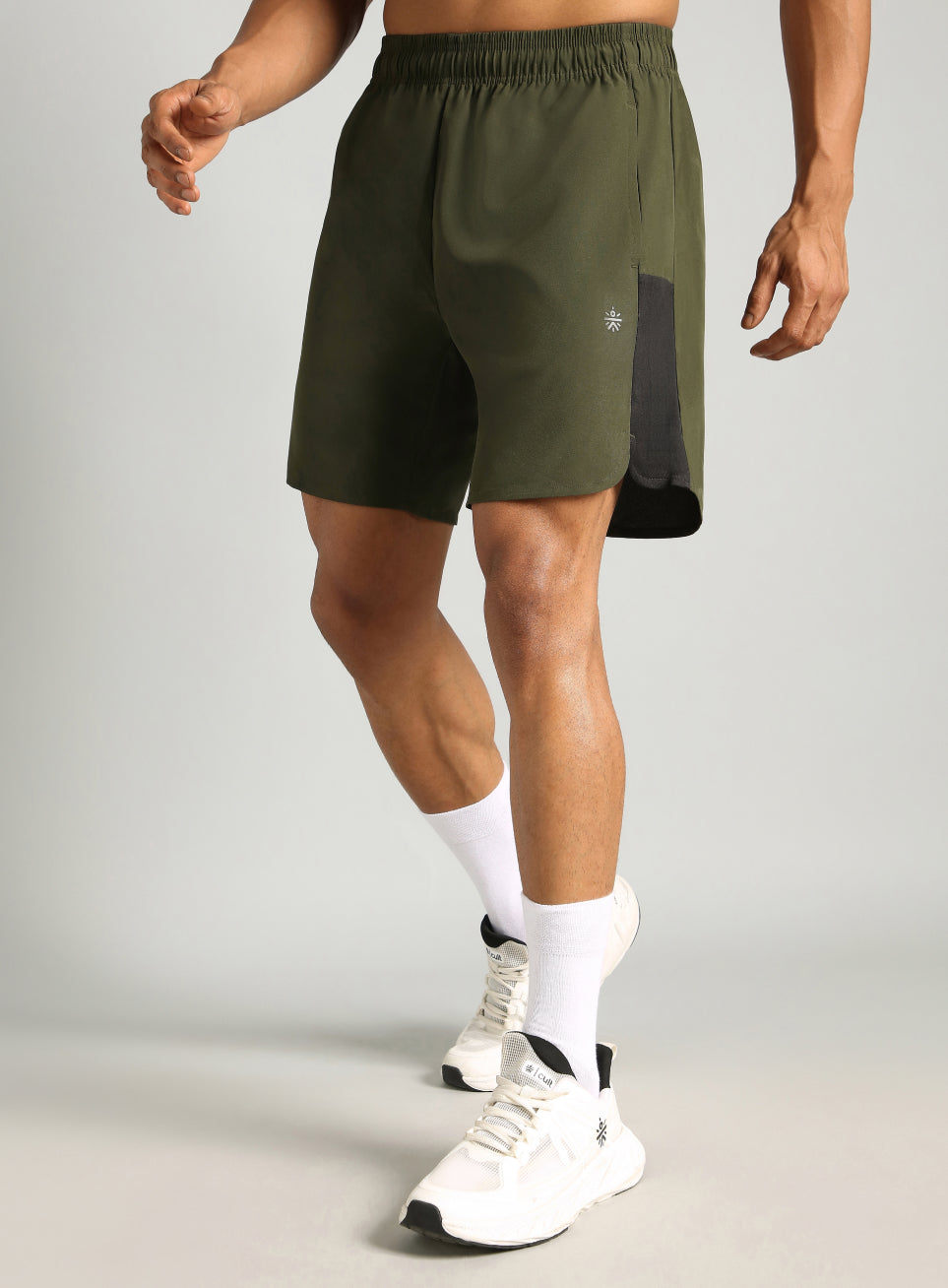 Men's Olive Pace Up Runner's Shorts