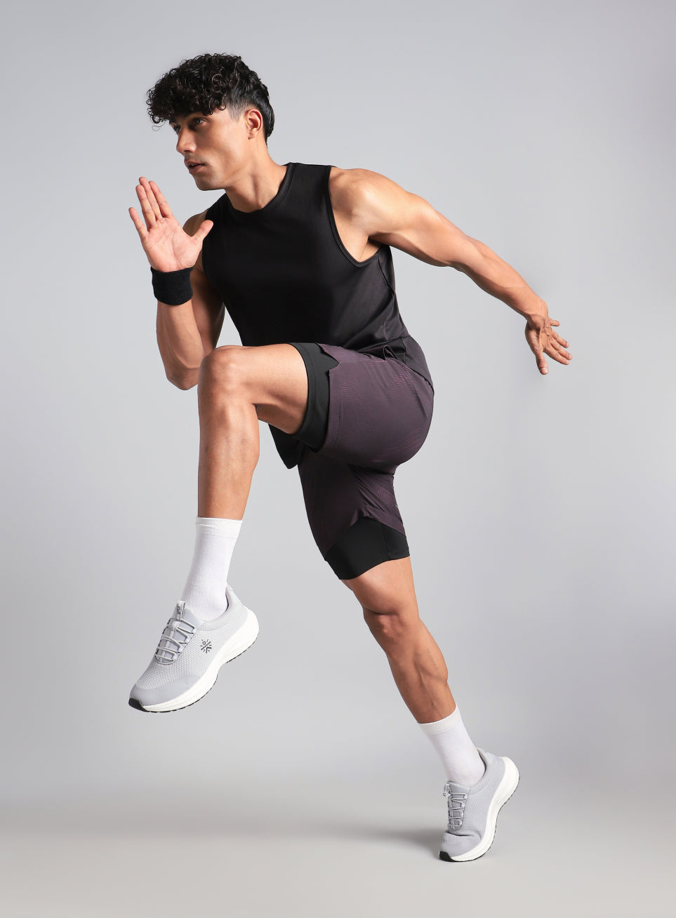 Men's Wine Urban Camo Run Built-in Shorts