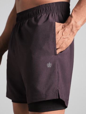 Men's Wine Urban Camo Run Built-in Shorts