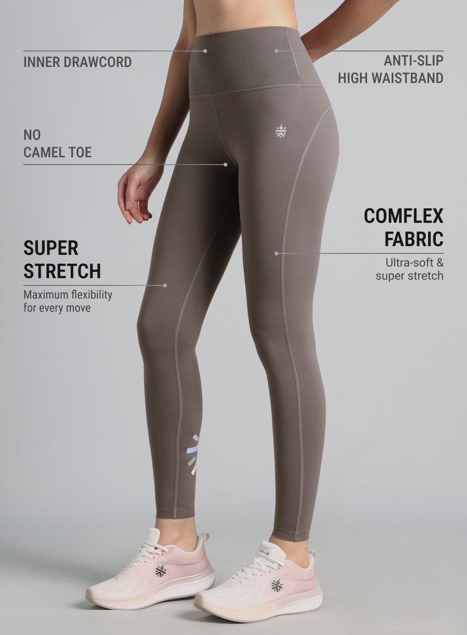 Women's Grey Graphic Print Active Tights