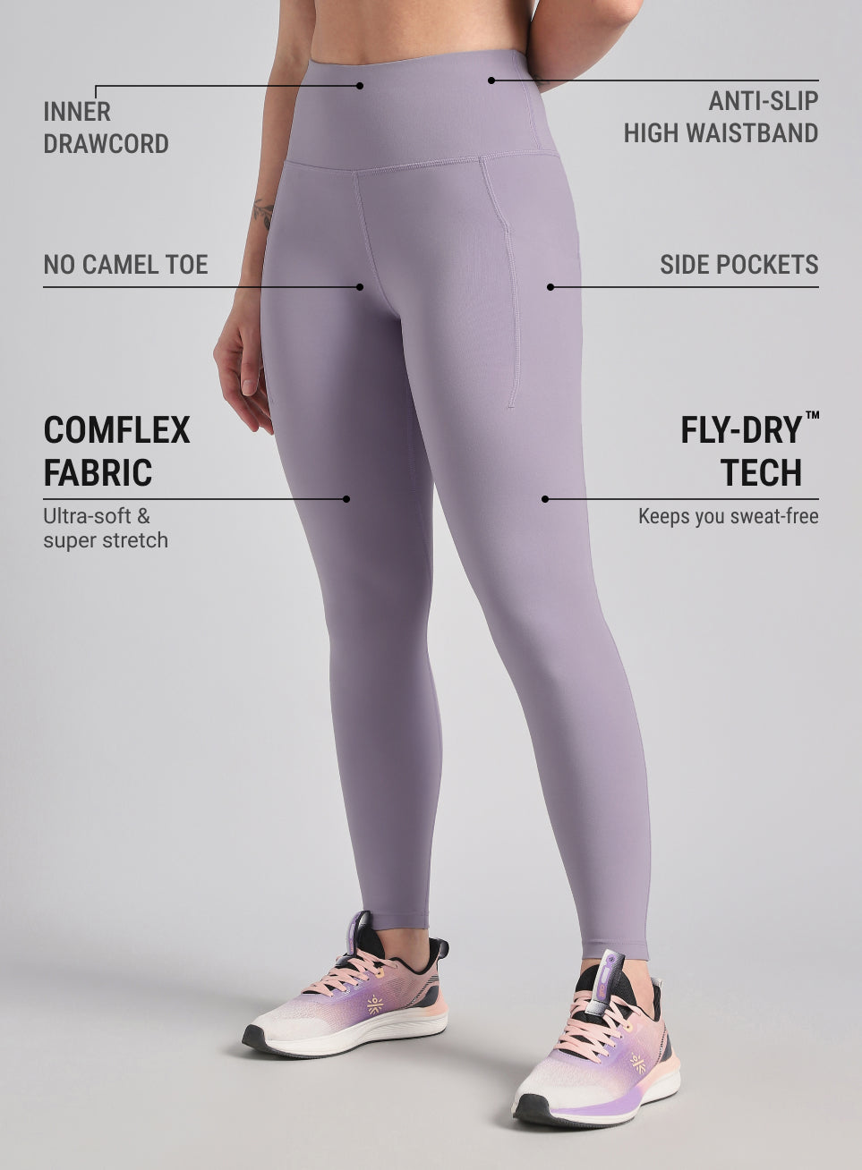 Women's Purple The Run Project COMFlex Tights