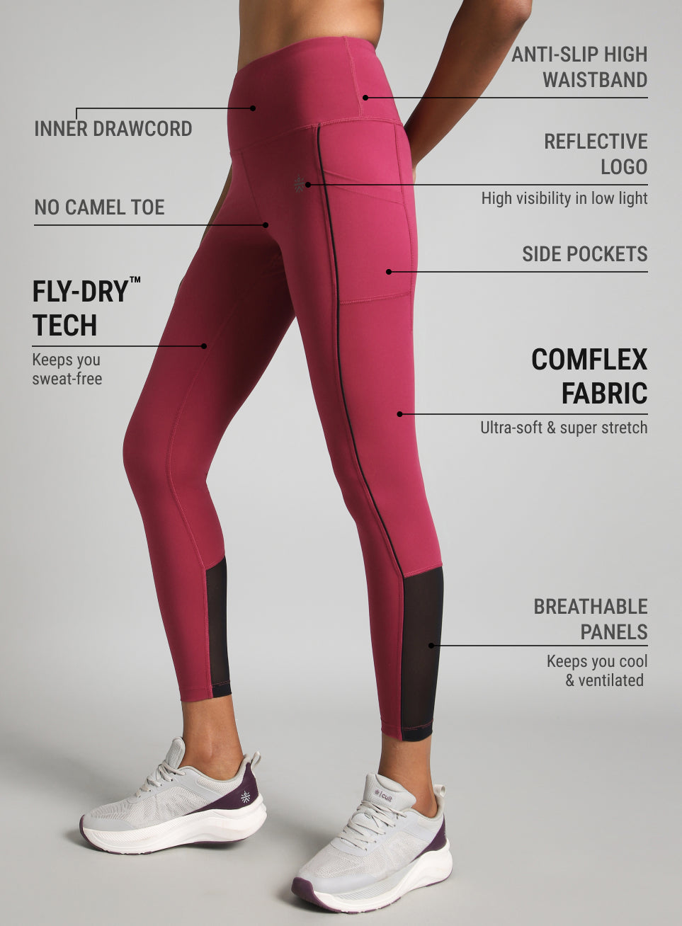 Women's Pink Pace Up Running COMFlex Tights