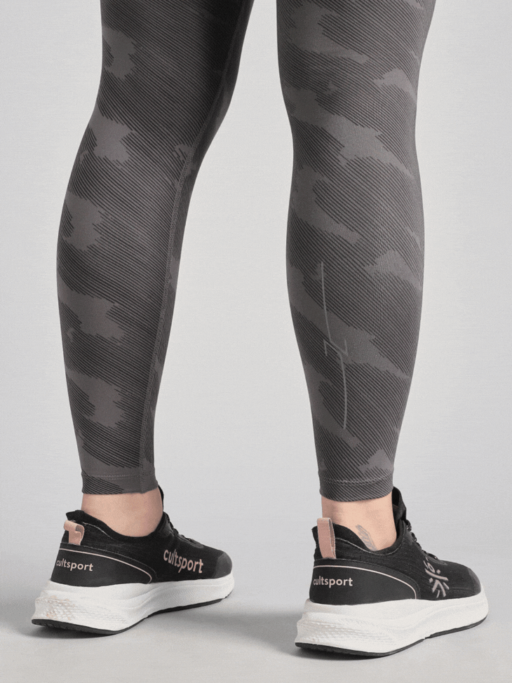 Women's Grey The Run Project Printed COMFlex Tights