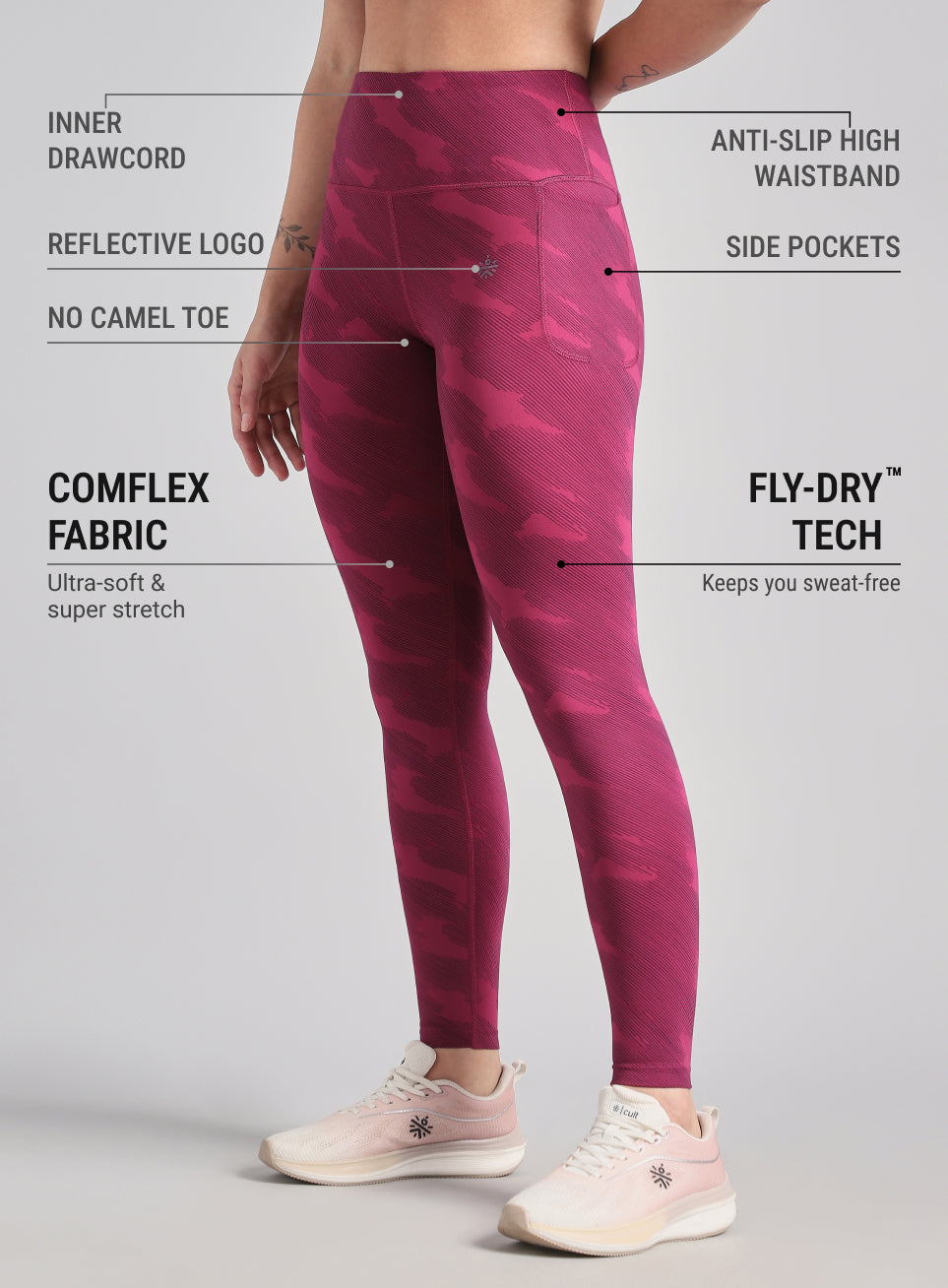 Women's Pink The Run Project Printed COMFlex Tights