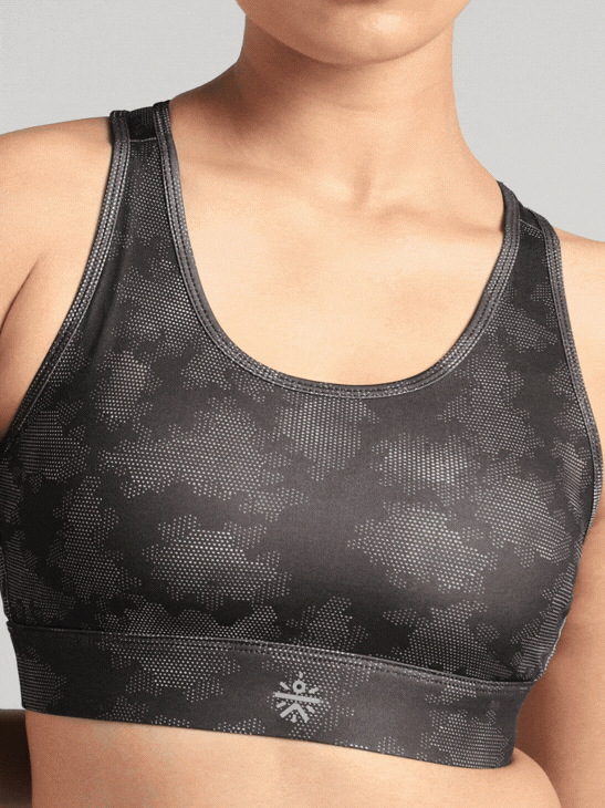 Women's Black Urban Camo Running High Support Bra