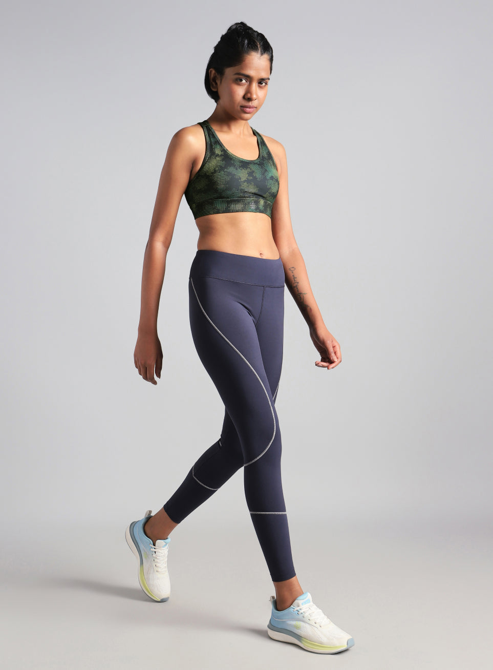 Women's Blue Urban Camo Running High Support Bra