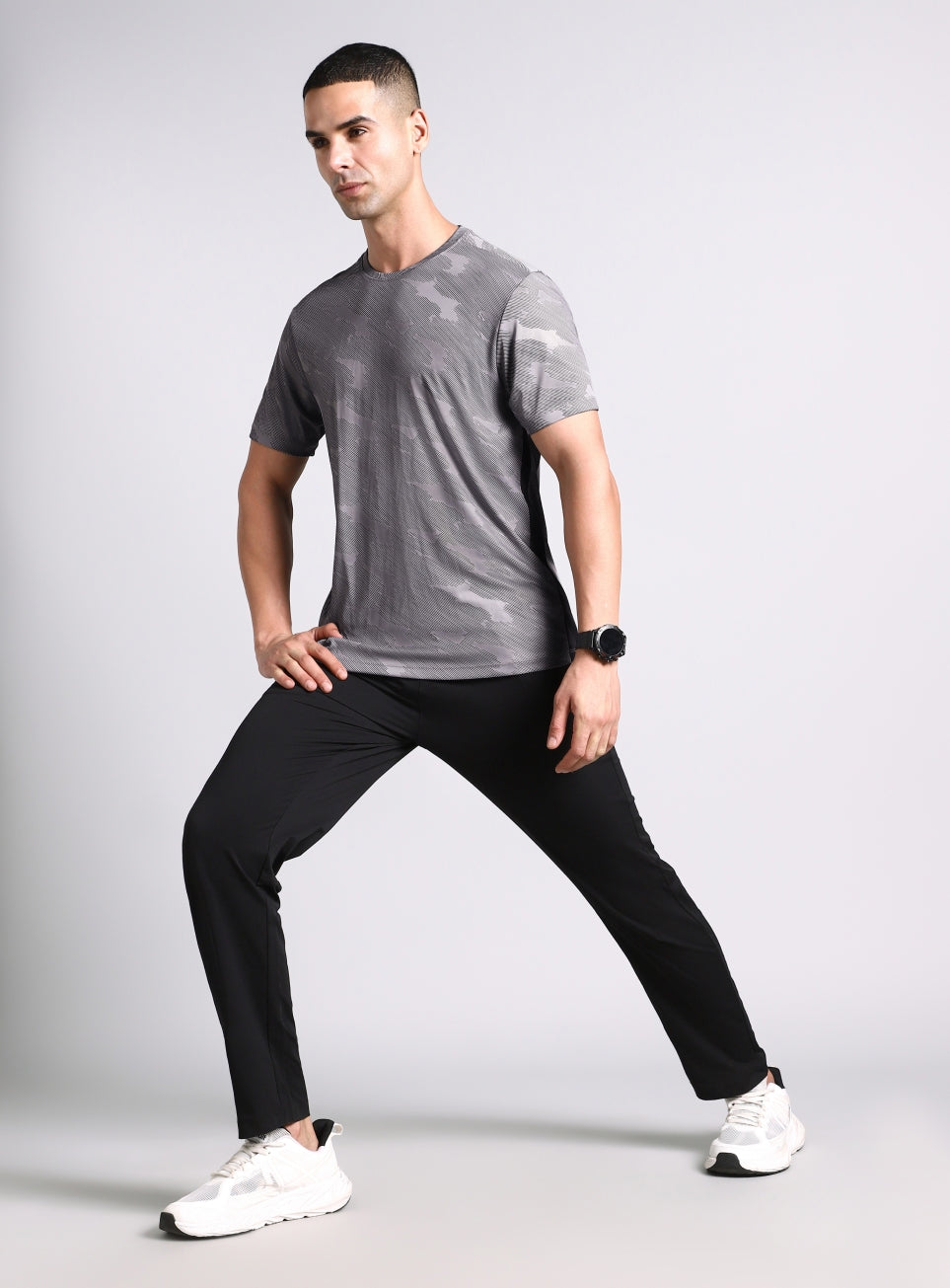 Men's Grey Urban Camo Running T-shirt