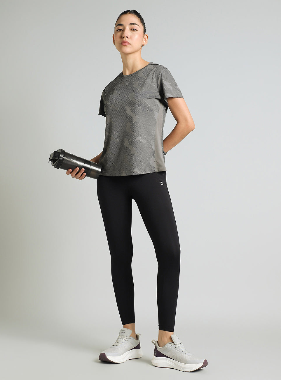 Women's Grey Urban Camo Running T-shirt