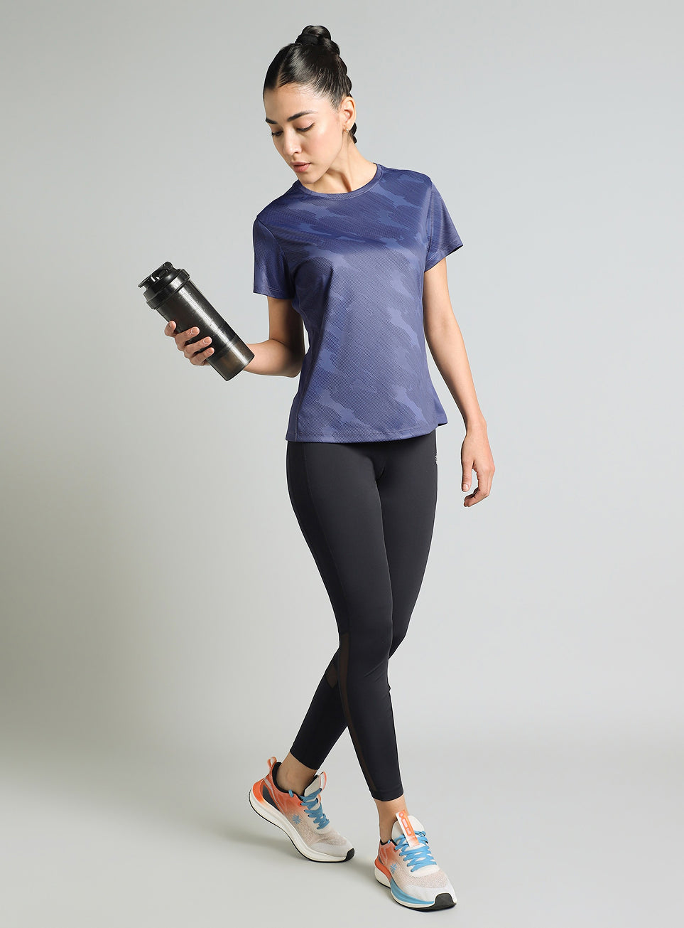 Women's Blue Urban Camo Running T-shirt