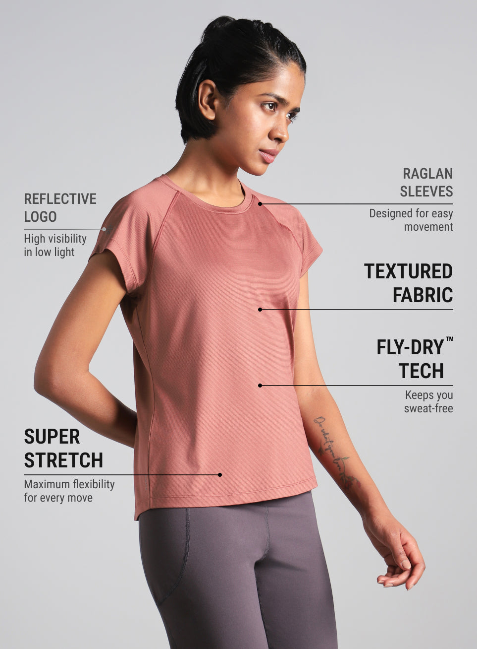 Women's Brown Spirit Run T-shirt