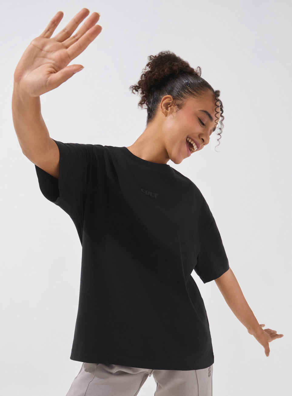 Women's Black Soft Form Comfort Oversized T-shirt