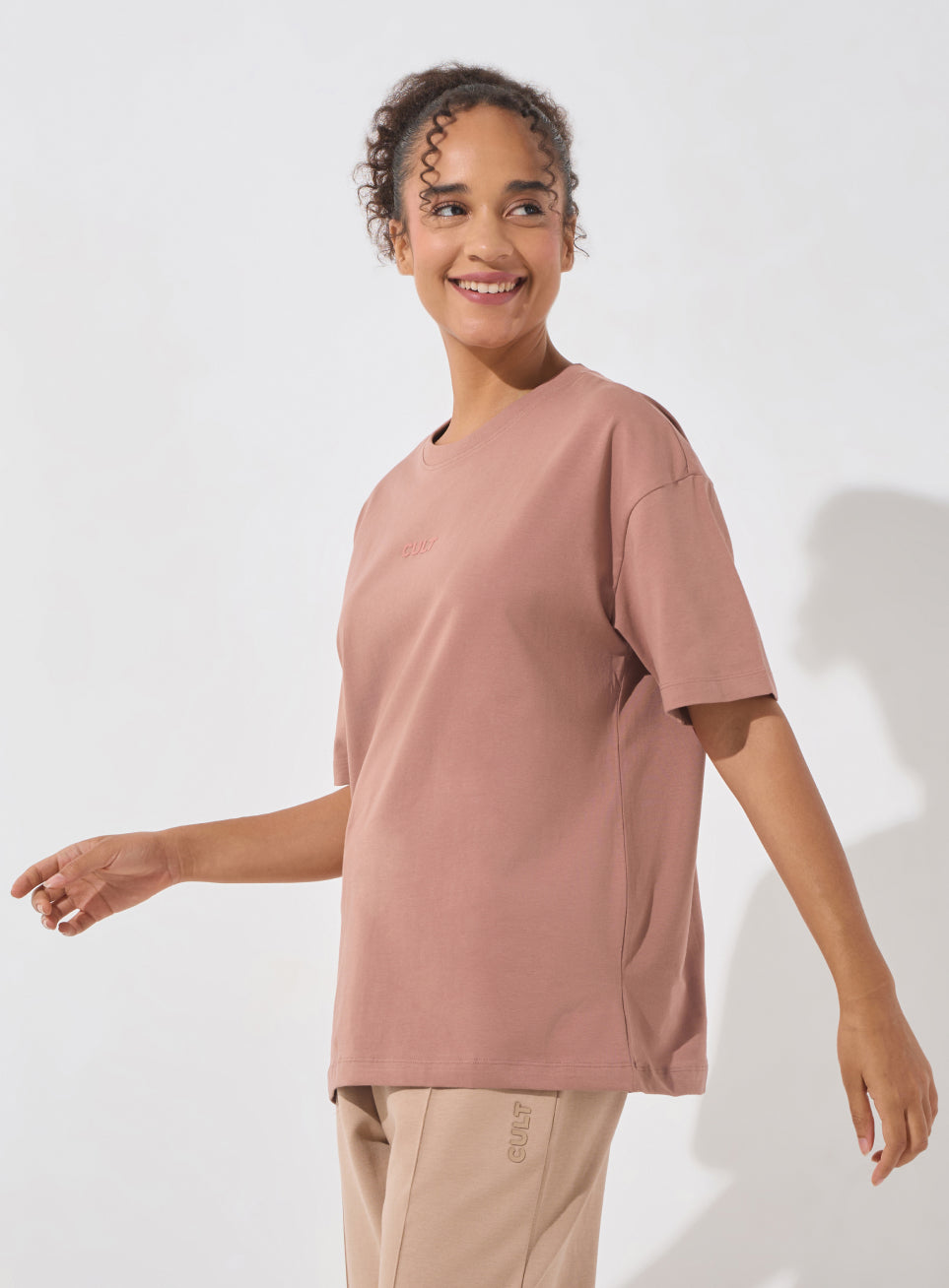 Women's Brown Soft Form Comfort Oversized T-shirt
